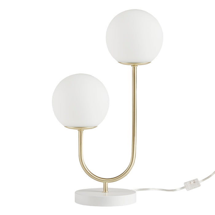 Metal 2-Light Frosted Glass Globe Table Lamp