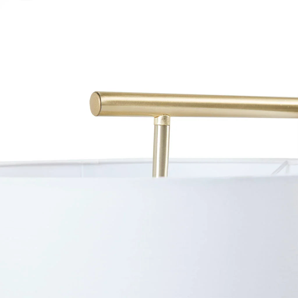 Gold Angular Arched Metal Floor Lamp Linen Drum-Shaped Shade - okeli lights