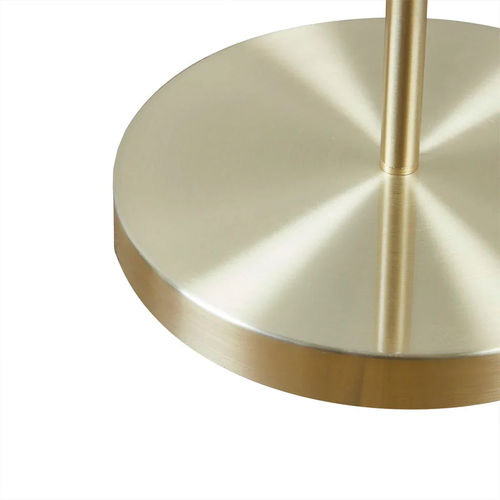 Gold Angular Arched Metal Floor Lamp Linen Drum-Shaped Shade - okeli lights