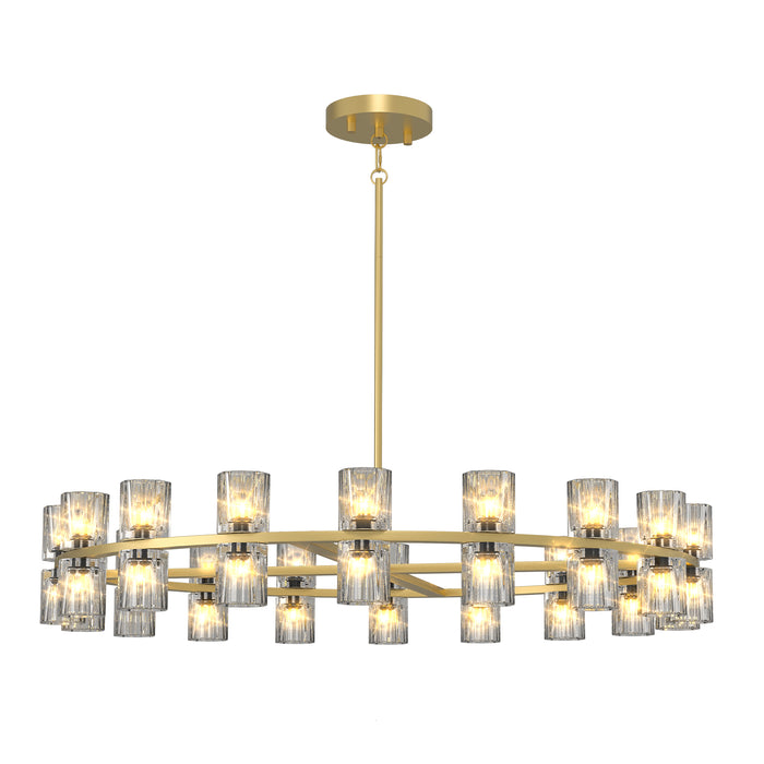 Modern 36" Gold Round Chandelier Light Fixture K9 Crystal Includes 36XG4 Bulbs
