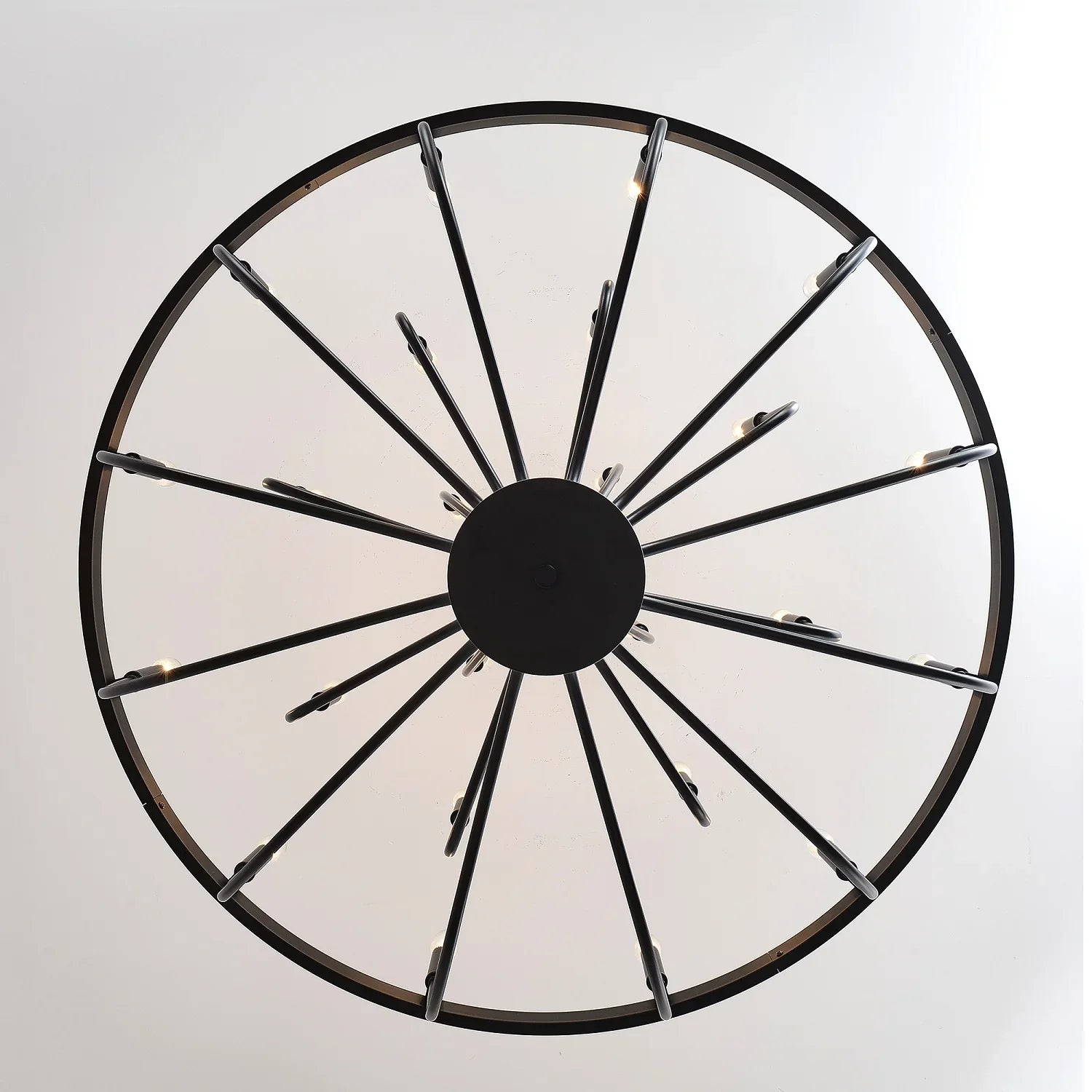 Industrial Iron Candle Chandelier 24-Light Black Modern Farmhouse Pendant Light Fixture for Dining Room - okeli lights