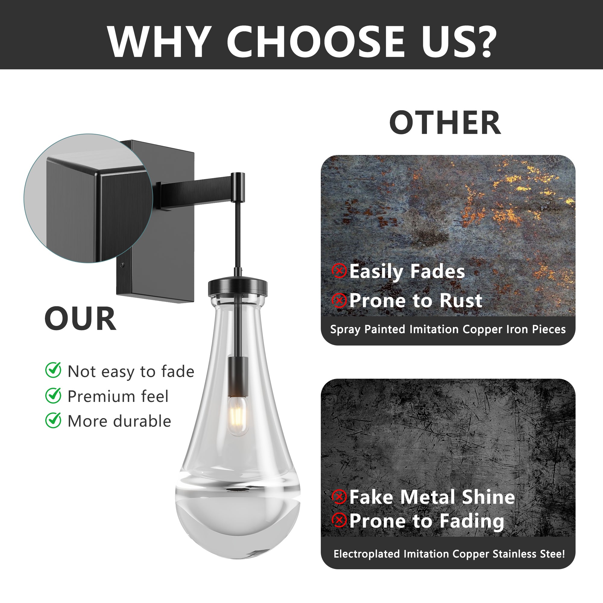 Interior Wall Lights Modern Bathroom Lights Sconces Wall Lighting with Clear Glass