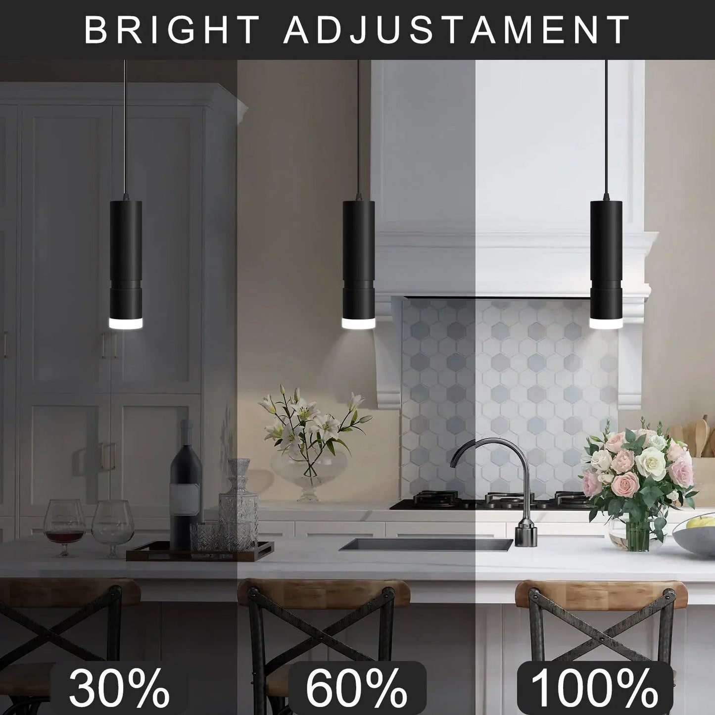 OKELI Black Pendant Lights Kitchen Island,Modern Unique Adjustable Focus, 1 Pack - okeli lights