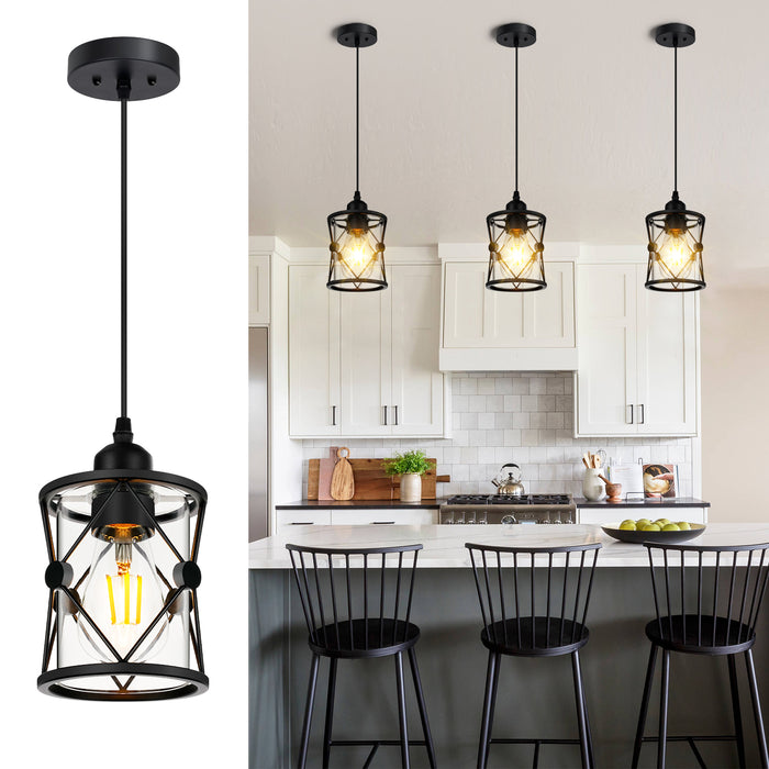 Island Light for Kitchen Dining Room Fixture with Clear Glass Shade Farmhouse Pendant Light - okeli lights