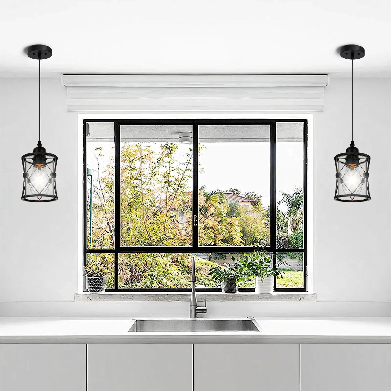 Island Light for Kitchen Dining Room Fixture with Clear Glass Shade Farmhouse Pendant Light - okeli lights