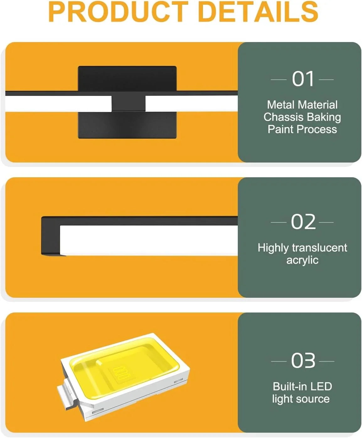 LED Vanity Light Dimmable 5CCT Modern Bathroom Light Fixtures - okeli lights