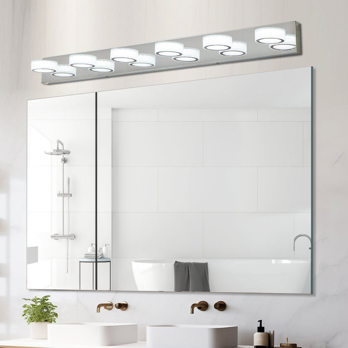 Modern 6-5-4-Light LED Vanity Lights Sleek Chrome Bathroom Wall Light Fixture for Mirror and Bathroom Decor