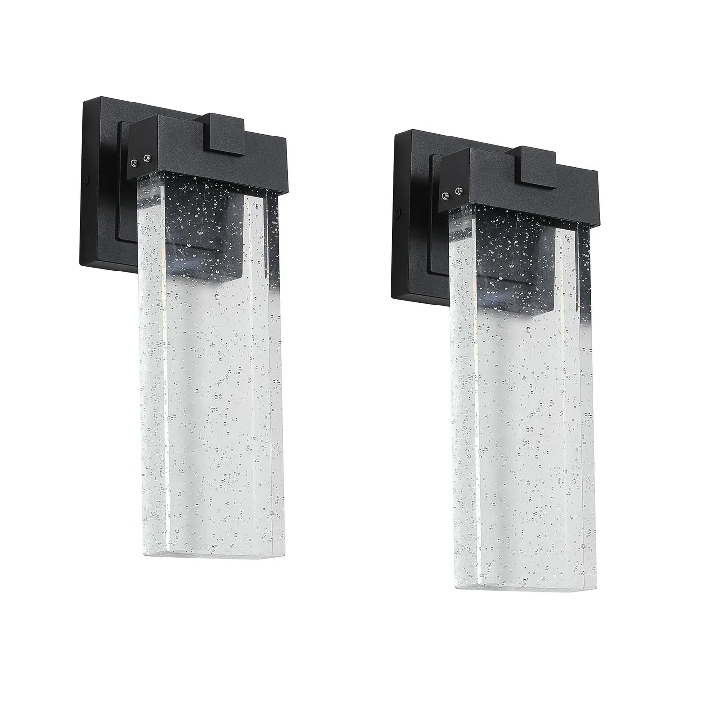 2-Pack Outdoor Wall Light Fixture Weatherproof LED Wall Sconce with Bubble Crystal and Light Sensor 12W - okeli lights