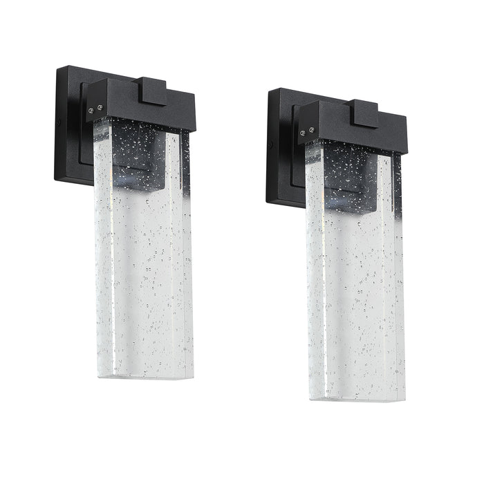 2-Pack Outdoor Wall Light Fixture Weatherproof LED Wall Sconce with Bubble Crystal and Light Sensor 12W