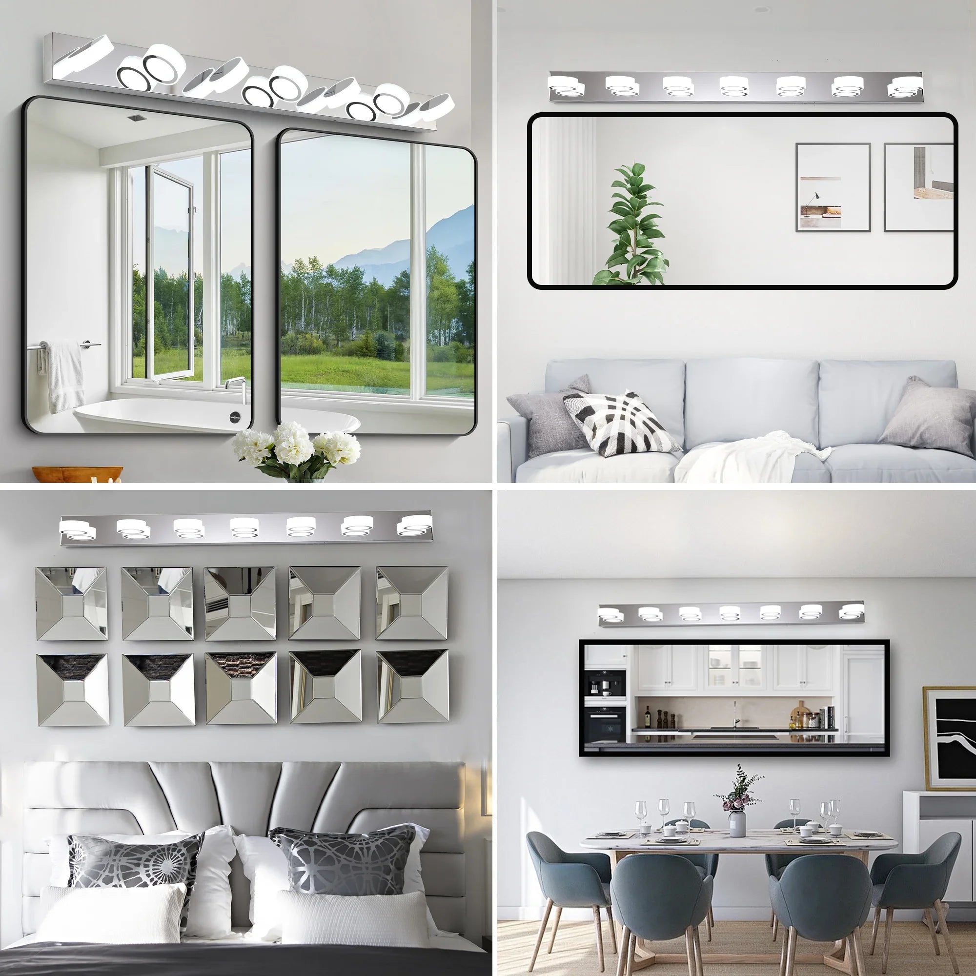 Modern 7-6-5-4-Light LED Vanity Lights Sleek Chrome Bathroom Wall Light Fixture for Mirror and Bathroom Decor - okeli lights