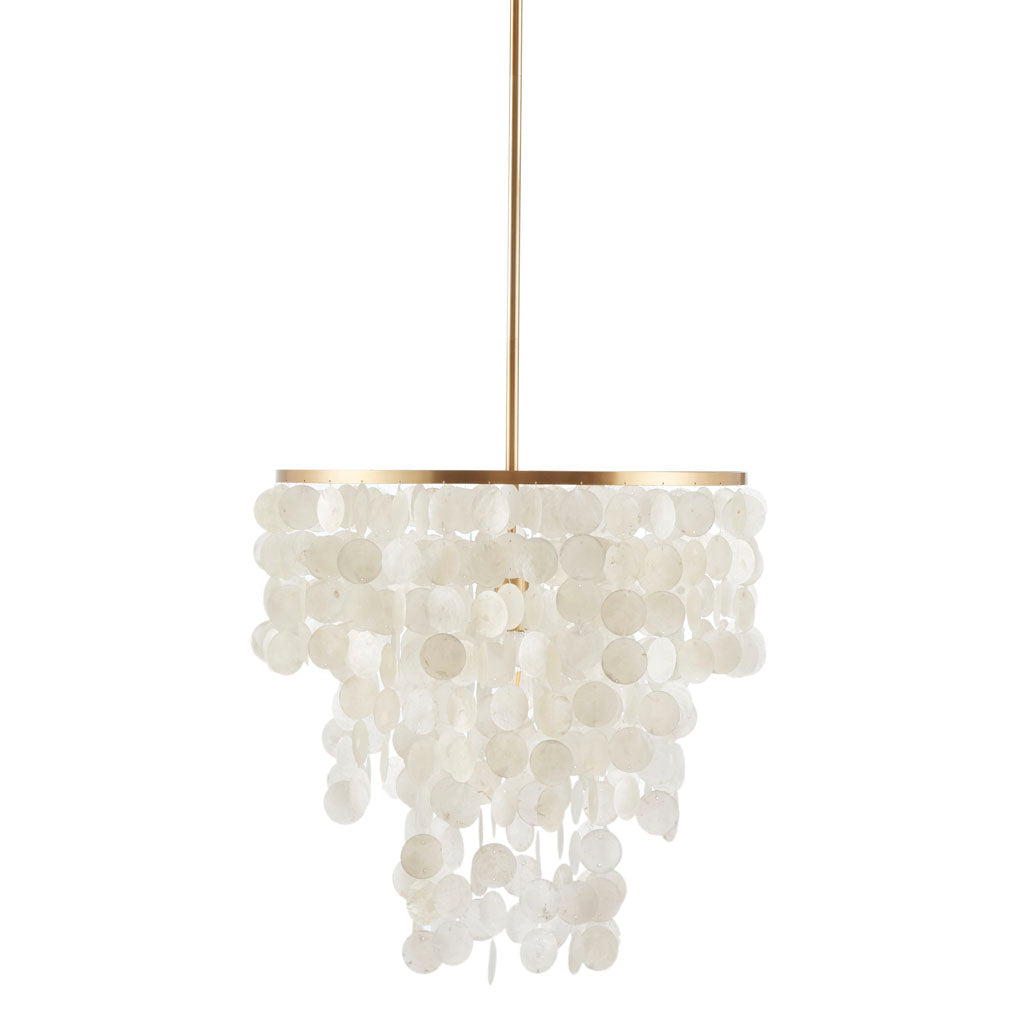 Layered Capiz Shell Chandelier Modern Coastal Pendant Light for Dining Room, Living Room & Foyer