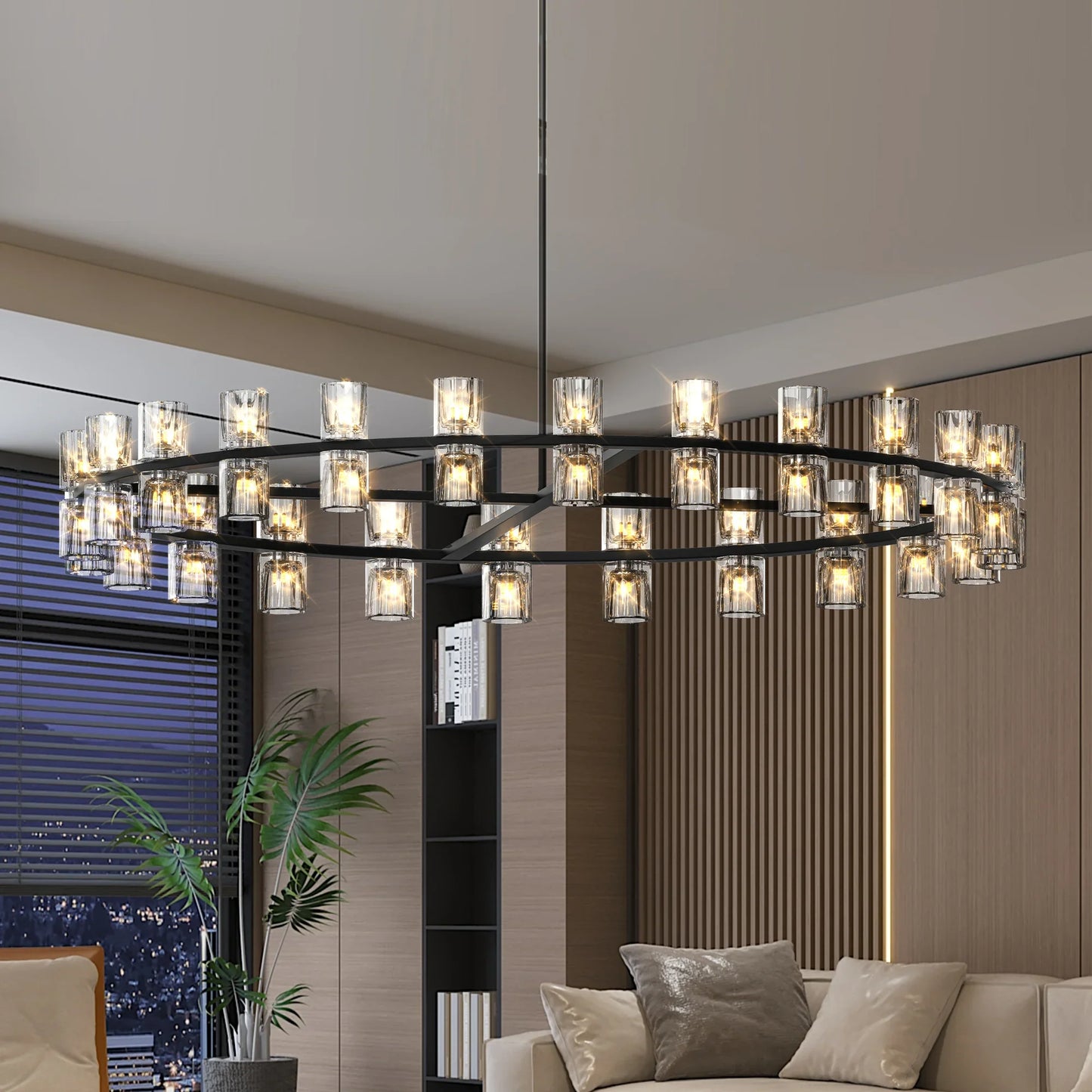 48 Inches Luxury Chandeliers Crystal Living Room Decorative Lights Simple Modern Dining Room(Bulbs Included) - okeli lights