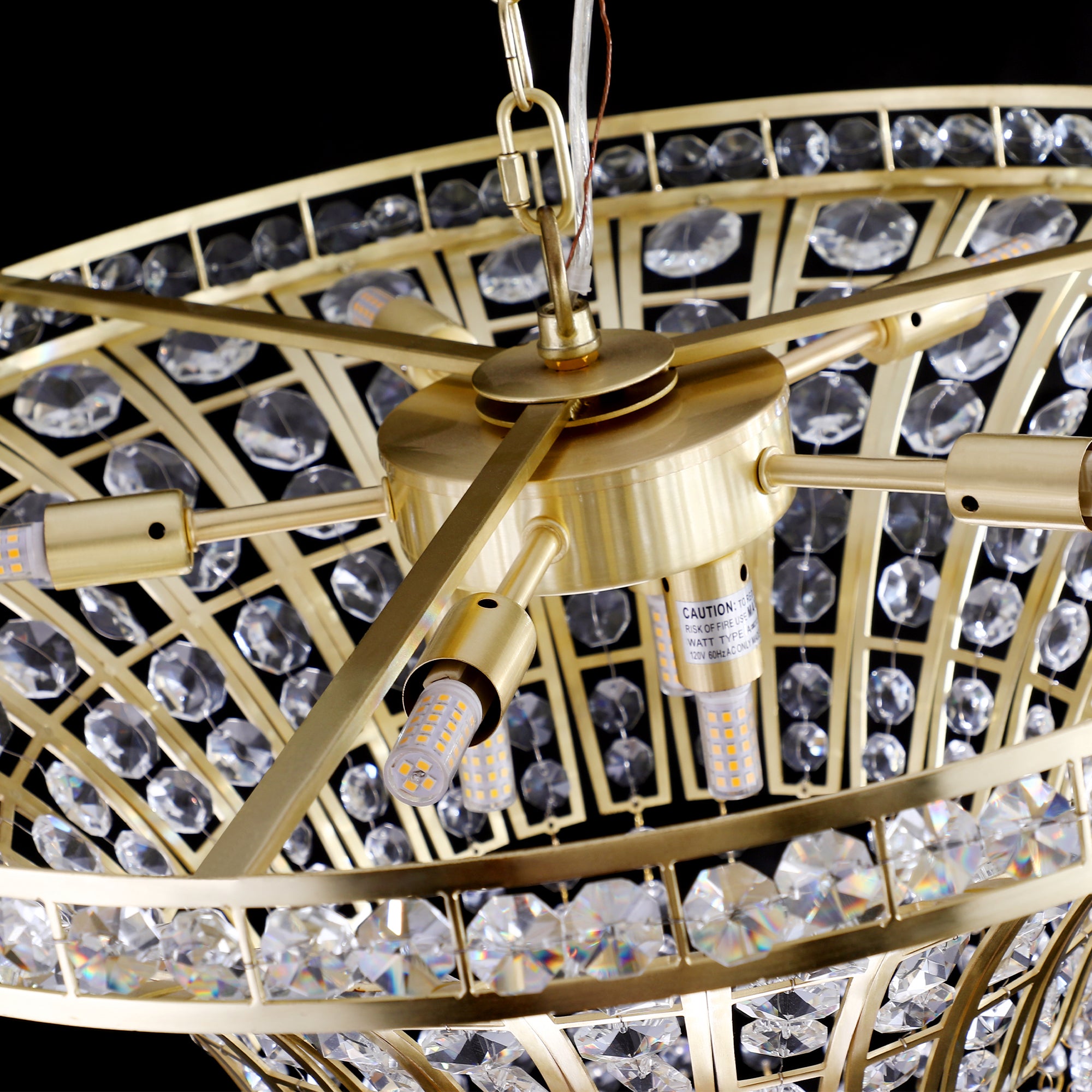 Modern Crystal Chandelier Elegant Gold Finish with Cascading Beads 24-39 inch Luxury Home Decor Light Fixture