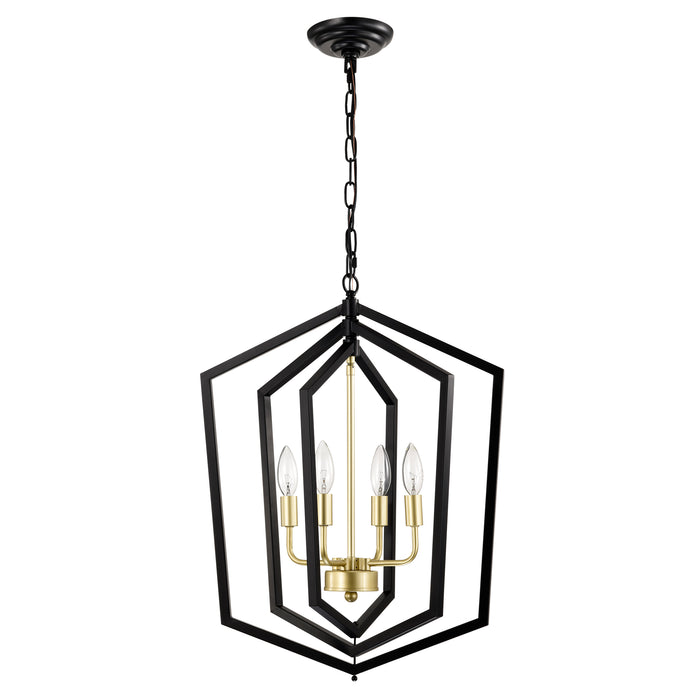 Matte Black Gold Chandelier for Dining Room 4-Light Kitchen Light Fixture Metal Industrial - okeli lights