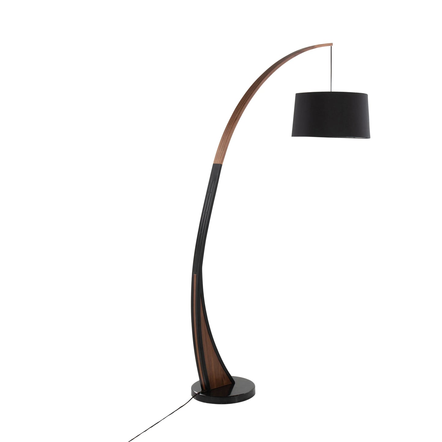 Mid-Century Modern Floor Lamp with Walnut Wood Frame and Marble Base - okeli lights