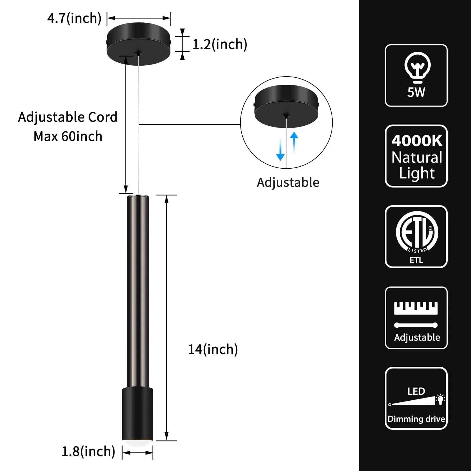 OKELI Mini Black Pendant Light Fixtures Modern Kitchen Island Led 4000K - okeli lights