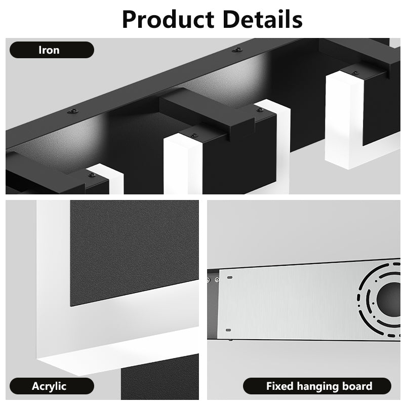 Modern Black Vanity Light Up and Down LED Fixtures Bathroom Wall Light Over Mirror 6000K