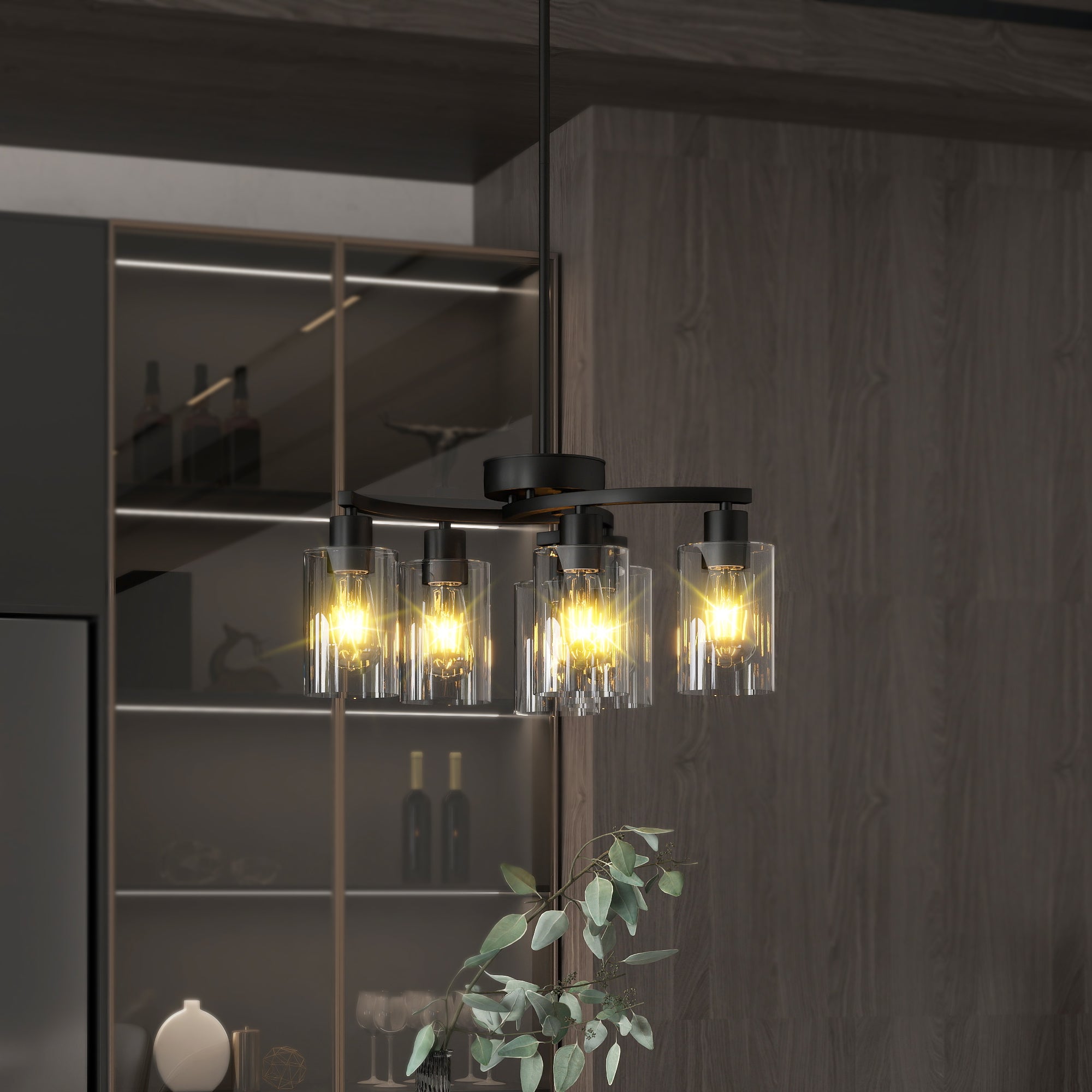 Modern Farmhouse Chandelier Contemporary Dining Room Light Fixture Adjustable Height Hanging Industrial