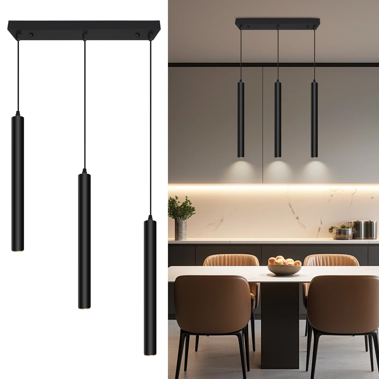 Modern Pendant Light LED Square 3-Light Dimmable 30W 2300LM 4000K - okeli lights