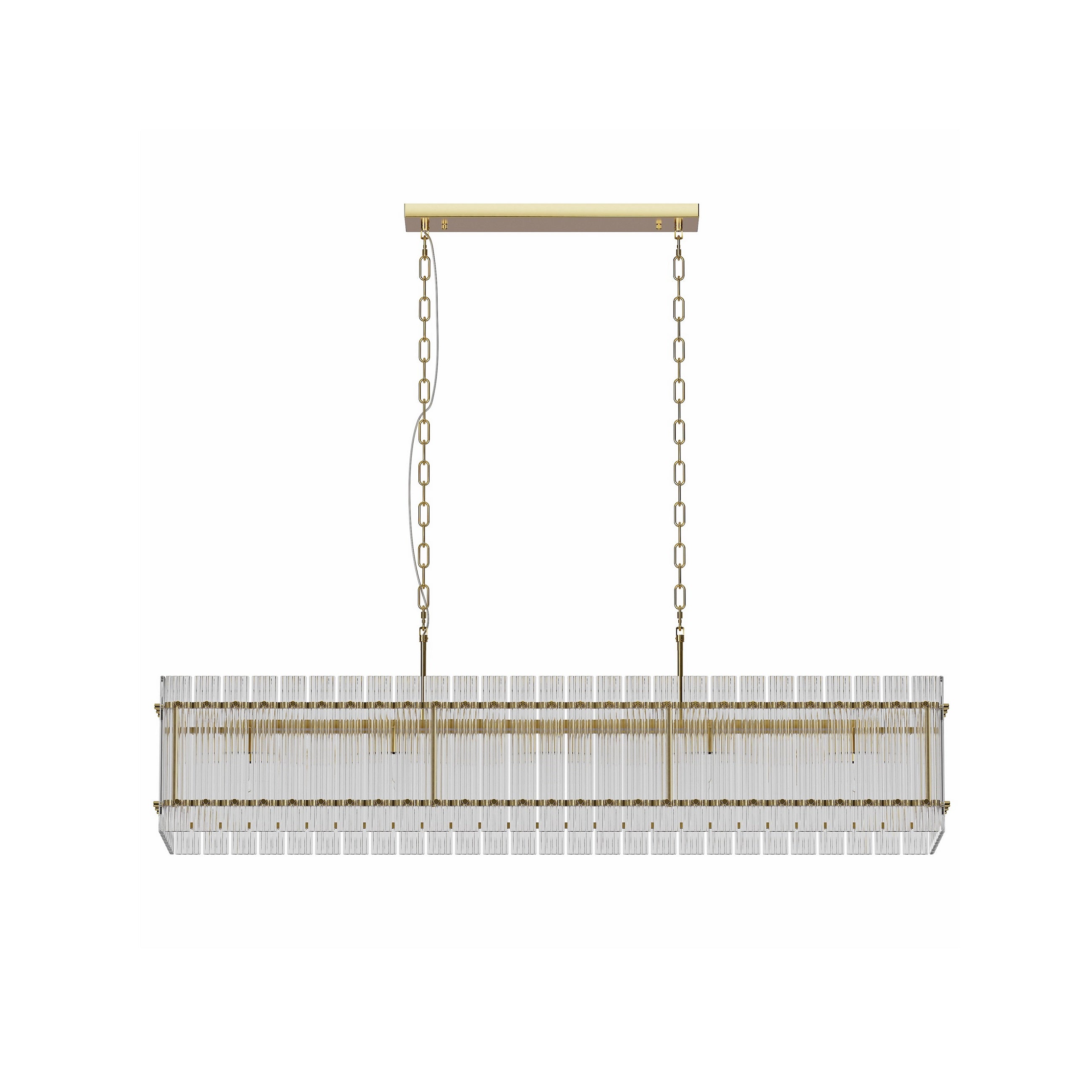 Modern Rectangular Crystal Glass Chandelier 10-Lights Contemporary Pendant Ceiling Lighting Fixture Gold