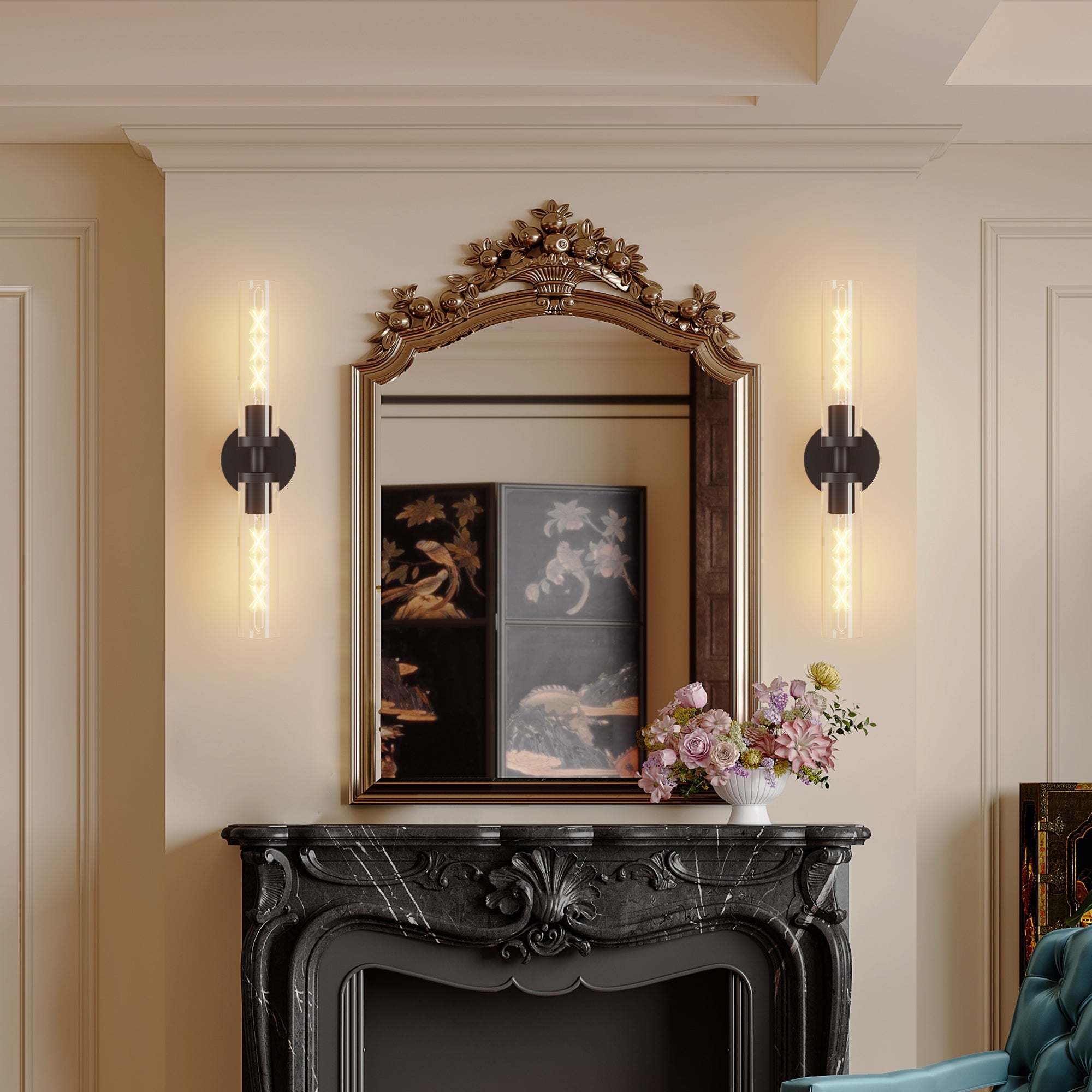 Modern Sconces Wall Decor Set of 2 Pack Wall Light Fixtures with Clear Glass