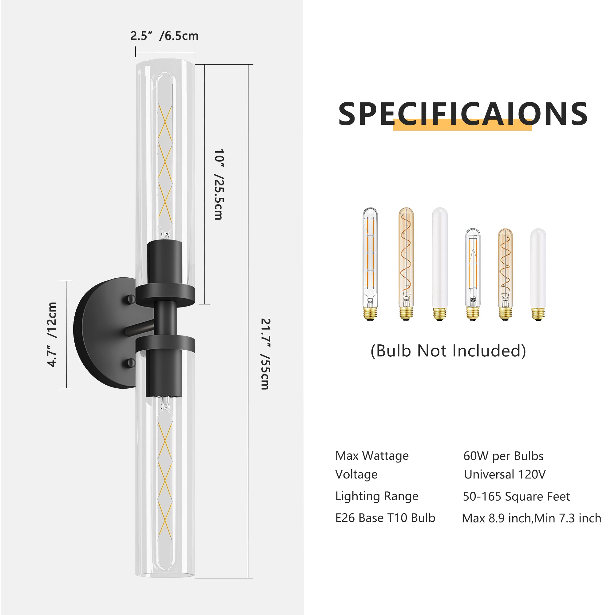 Modern Sconces Wall Decor Set of 2 Pack Wall Light Fixtures with Clear Glass