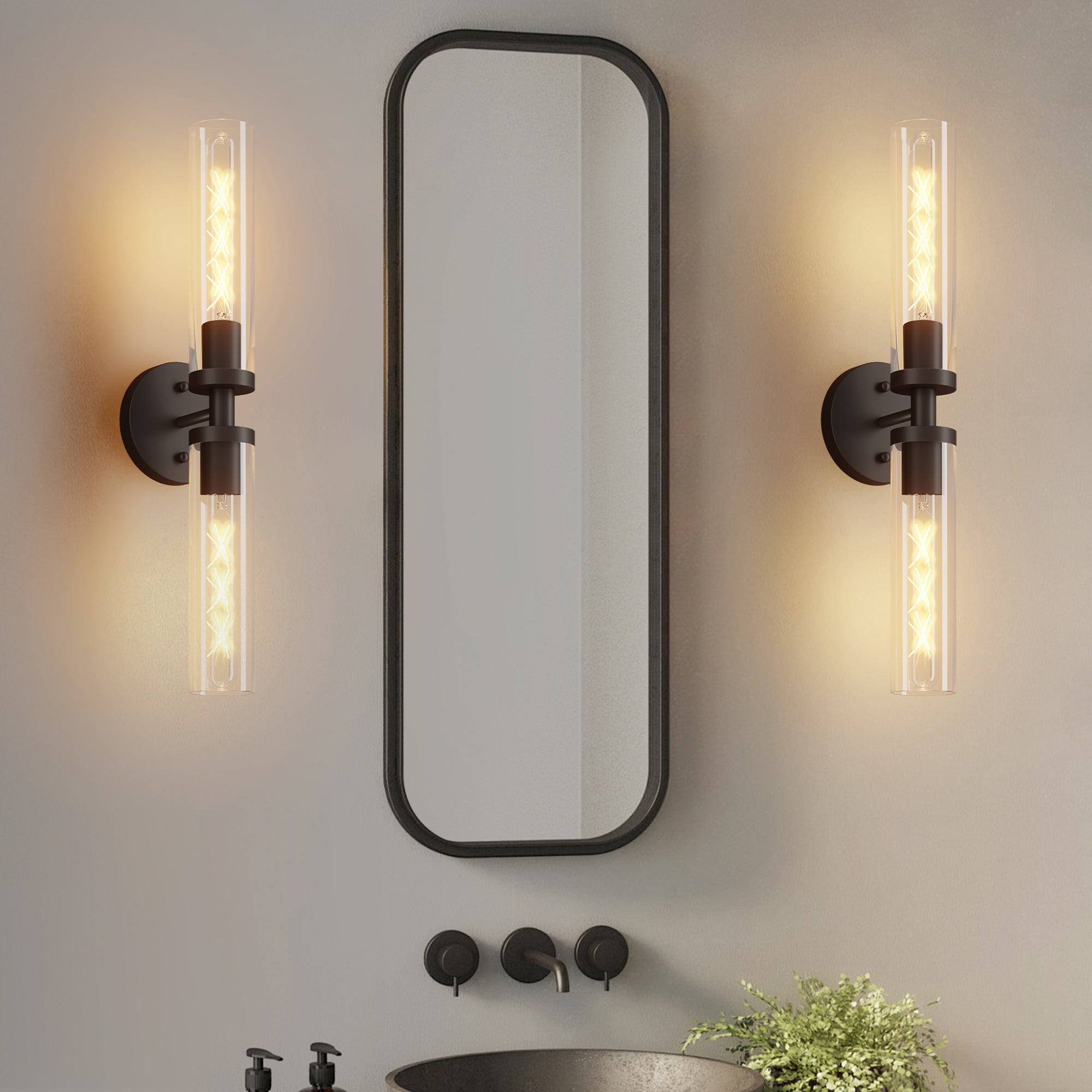 Modern Sconces Wall Decor Set of 2 Pack Wall Light Fixtures with Clear Glass