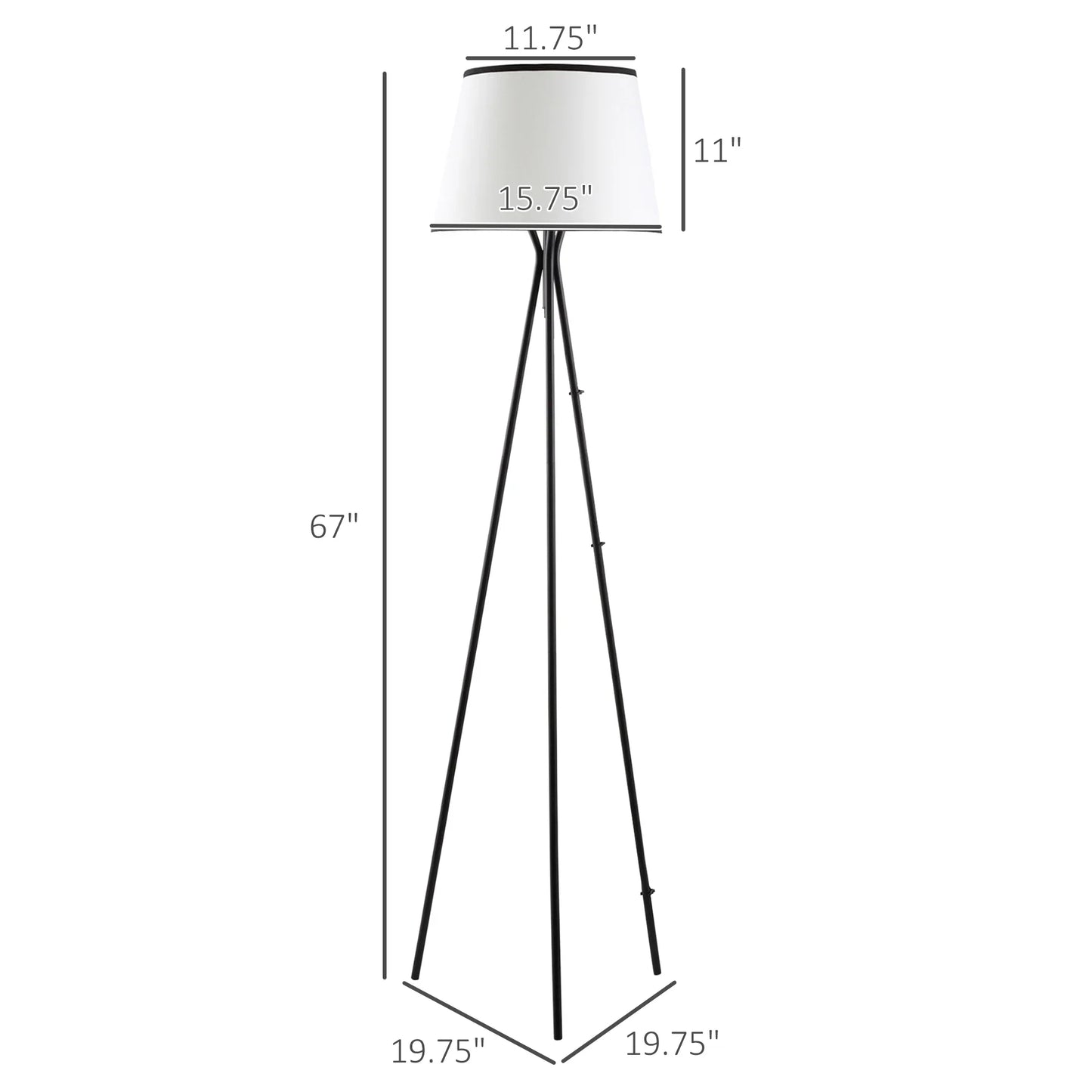 Modern Tripod Floor Lamp Free Standing Land Lamp Steel Frame Footswitch Fabric Lampshade and E26 Base - okeli lights