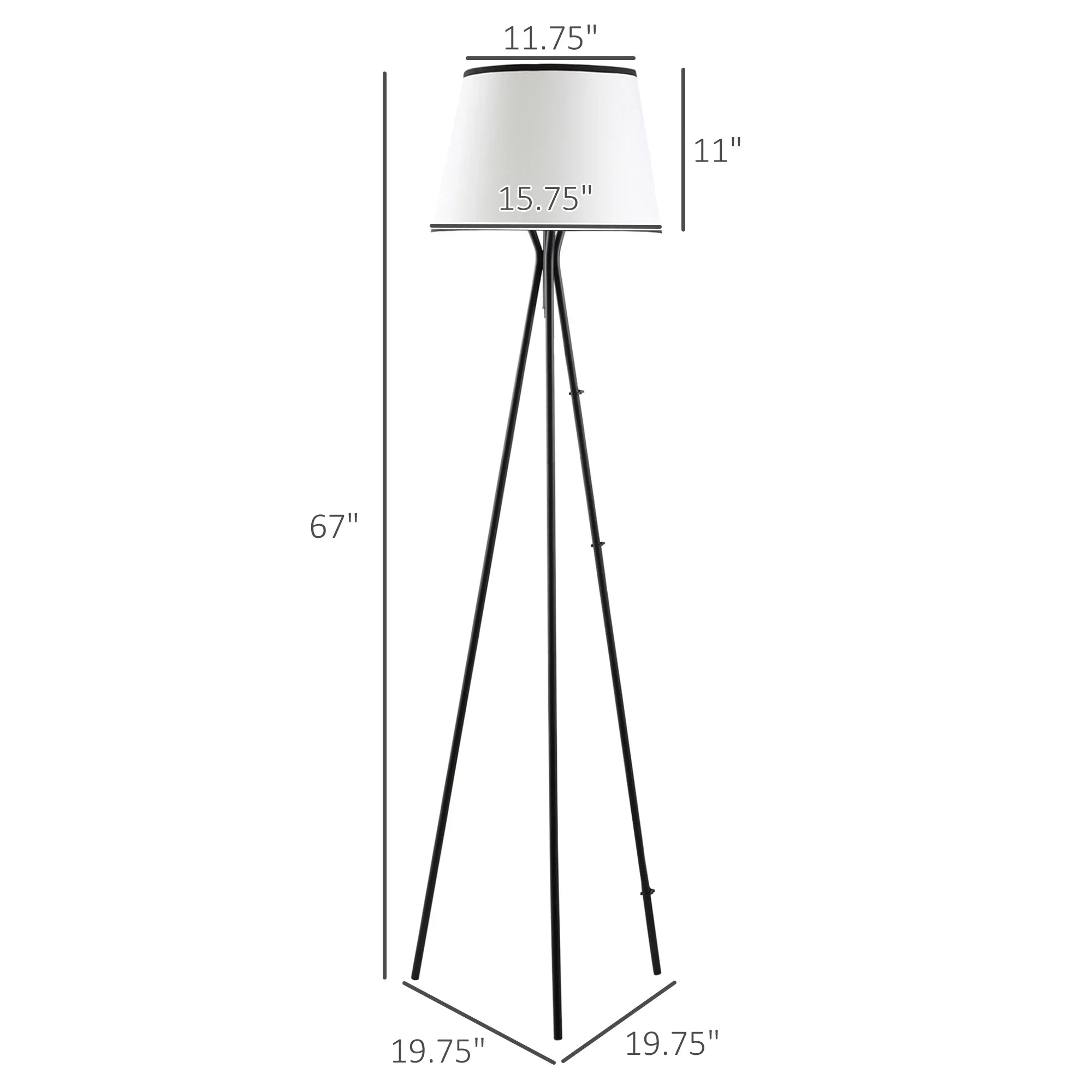 Modern Tripod Floor Lamp Free Standing Land Lamp Steel Frame Footswitch Fabric Lampshade and E26 Base - okeli lights