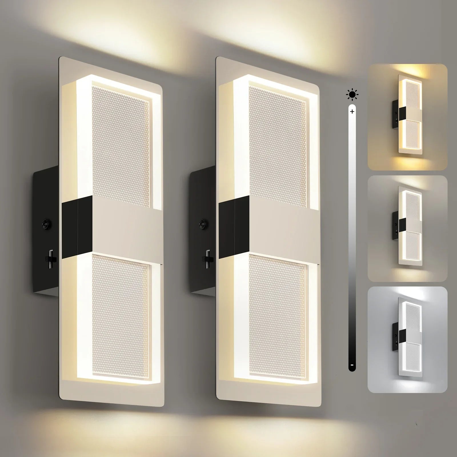 Modern Wall Sconce LED Indoor 3CCT Dimmable Wall Light Fixture Decor 2-pack - okeli lights
