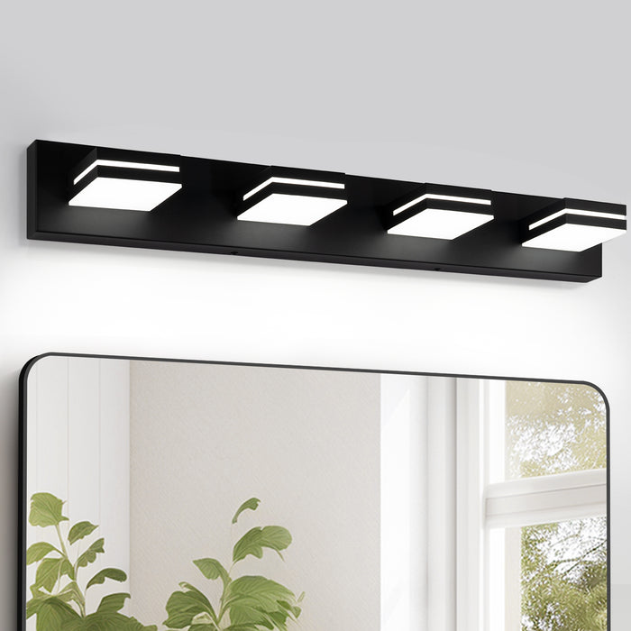 Modern Bathroom Light Fixtures Dimmable 4 Light Black Bathroom Vanity Light 360°Rotatable - okeli lights