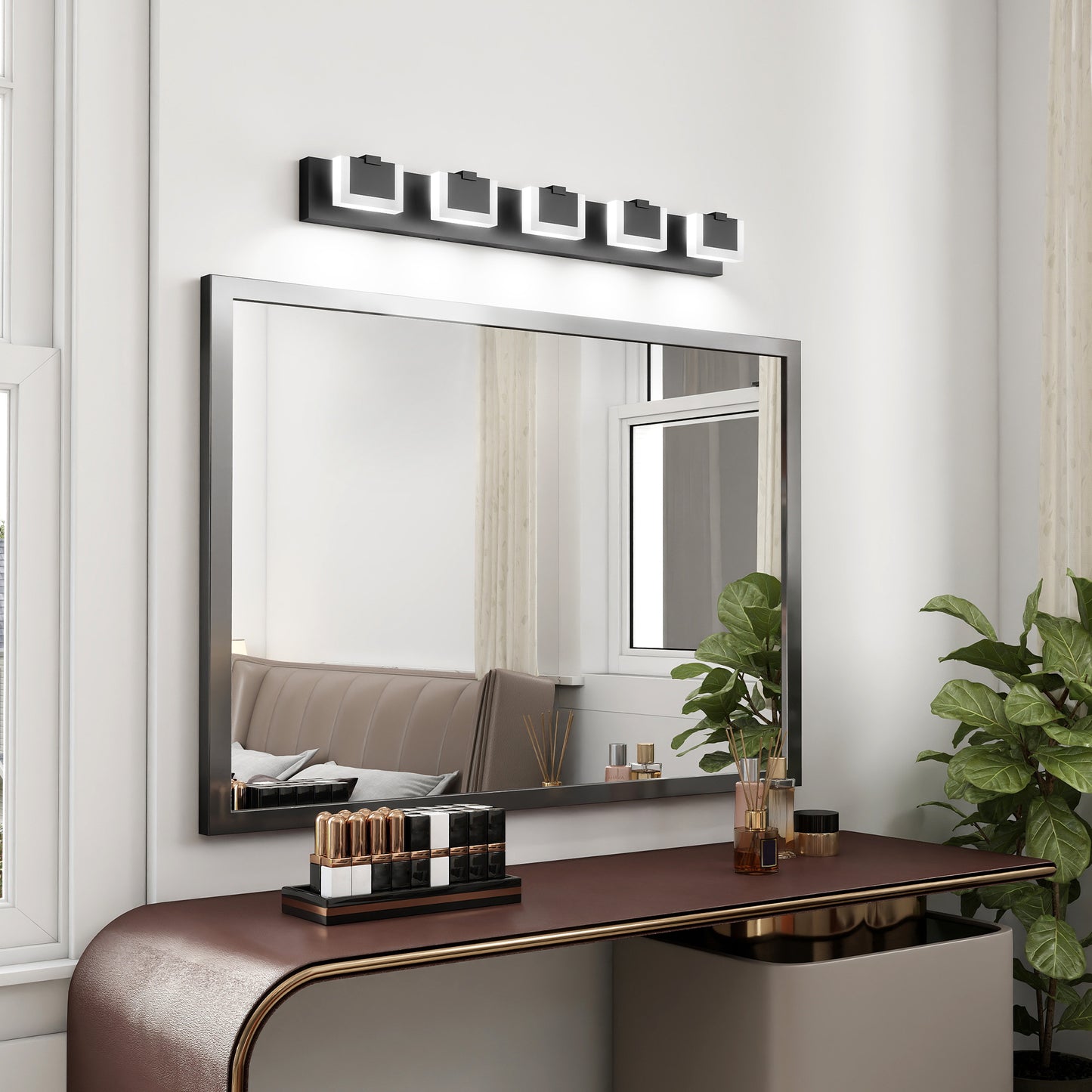 Modern Black Vanity Light Up and Down LED Fixtures Bathroom Wall Light Over Mirror 6000K