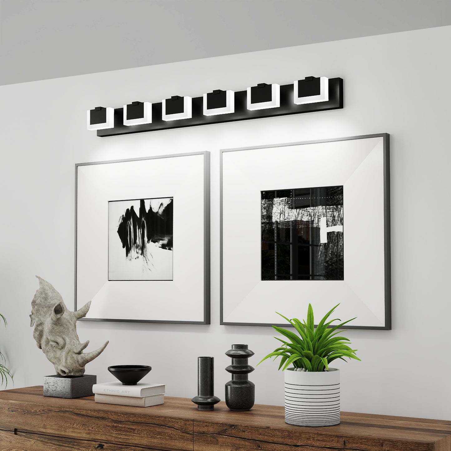 Modern Black Vanity Light Up and Down LED Fixtures Bathroom Wall Light Over Mirror 6000K