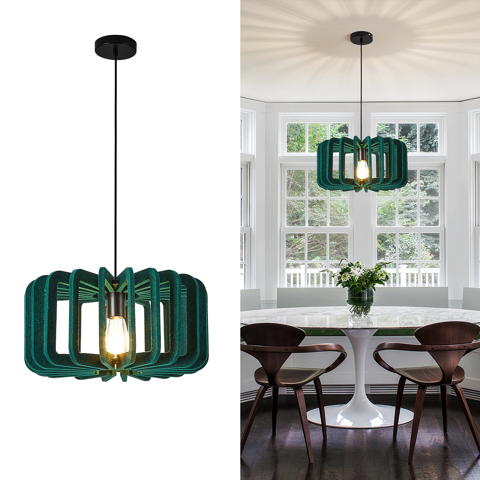 Modern Boho Pendant Lights DIY Hanging Lamp Shade with 59ft Adjustable Wire Chandelier for Reading Corner Restaurant Green / Ceiling-Green-1