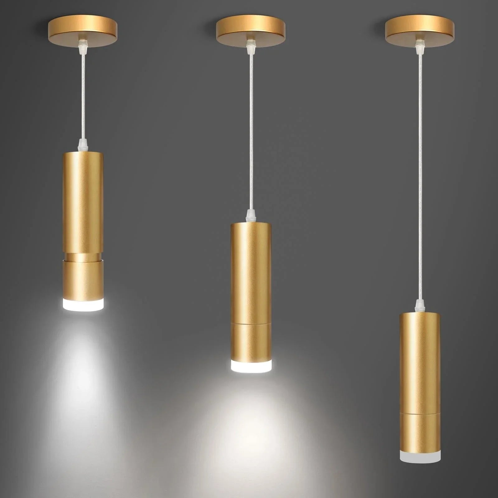 OKELI Gold LED Pendant Lights Modern Mini Kitchen Island Lights Adjustable Focus 1-Pack - okeli lights
