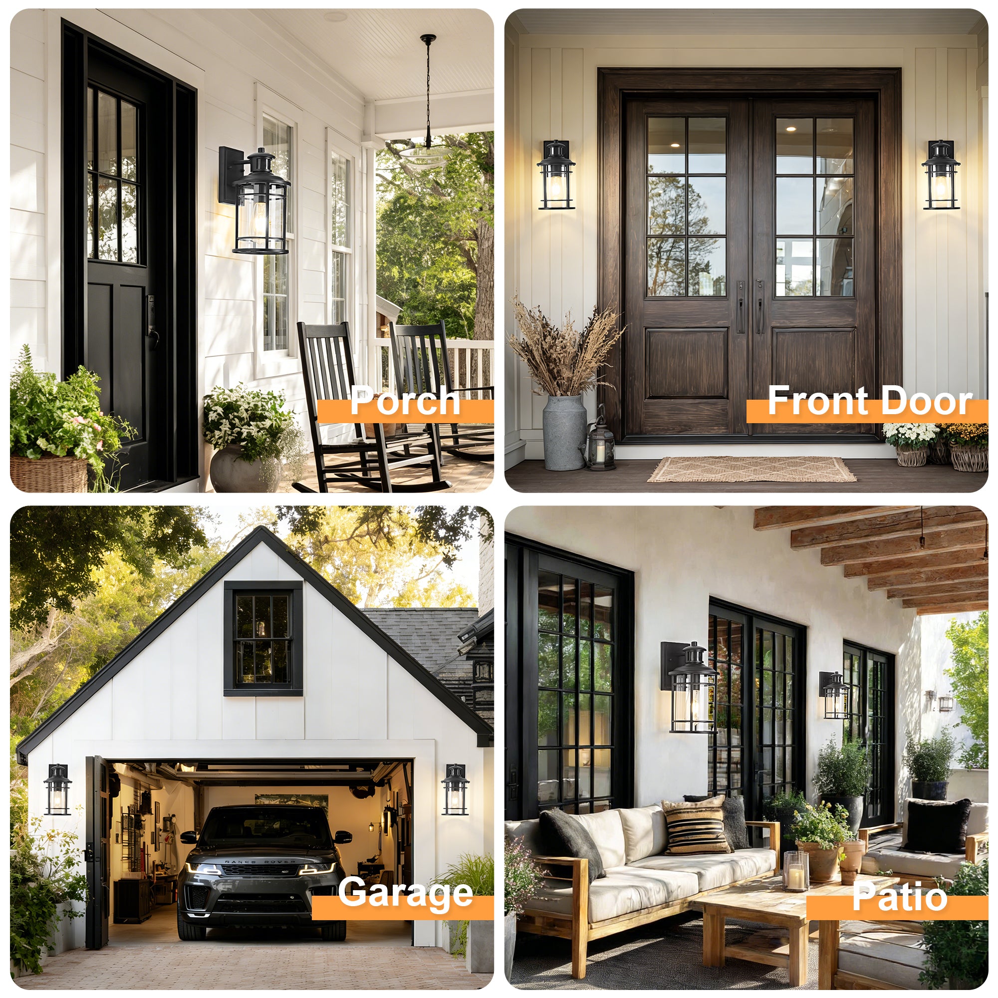 OKELI Motion Sensor Outdoor Wall Lights Dusk to Dawn Porch Light 3 Lighting Modes Waterproof Anti-Rust for House Porch Garage