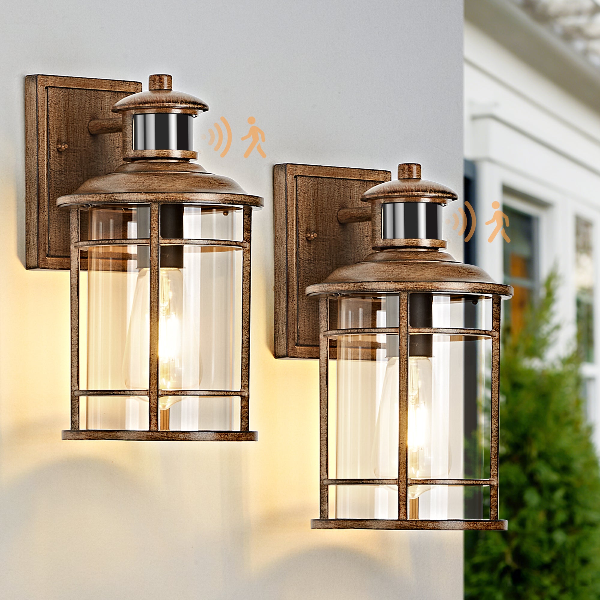 OKELI Motion Sensor Outdoor Wall Lights Dusk to Dawn Porch Light 3 Lighting Modes Waterproof Anti-Rust for House Porch Garage