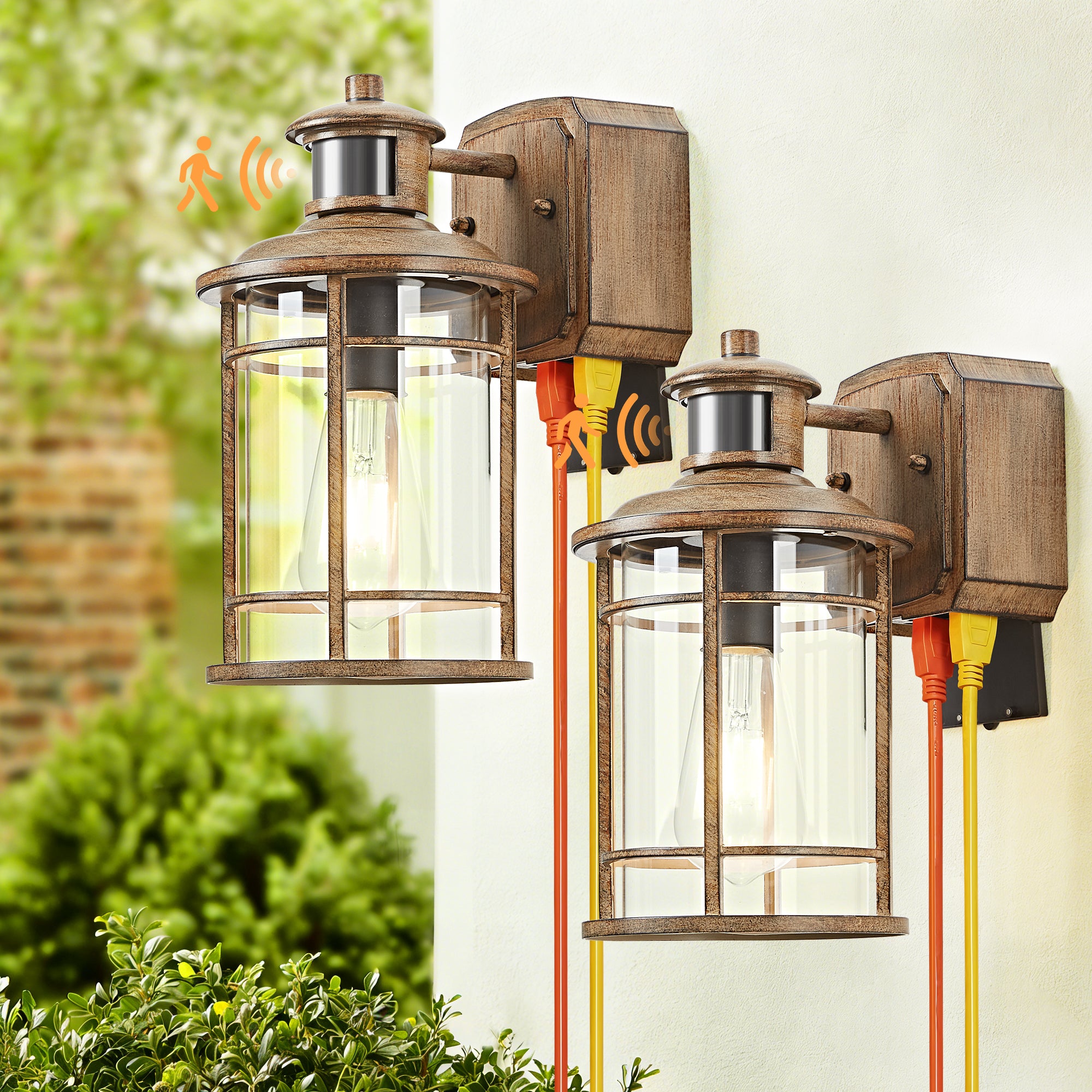 OKELI Motion Sensor Outdoor Wall Lights Dusk to Dawn Porch Light 3 Lighting Modes Waterproof Anti-Rust for House Porch Garage