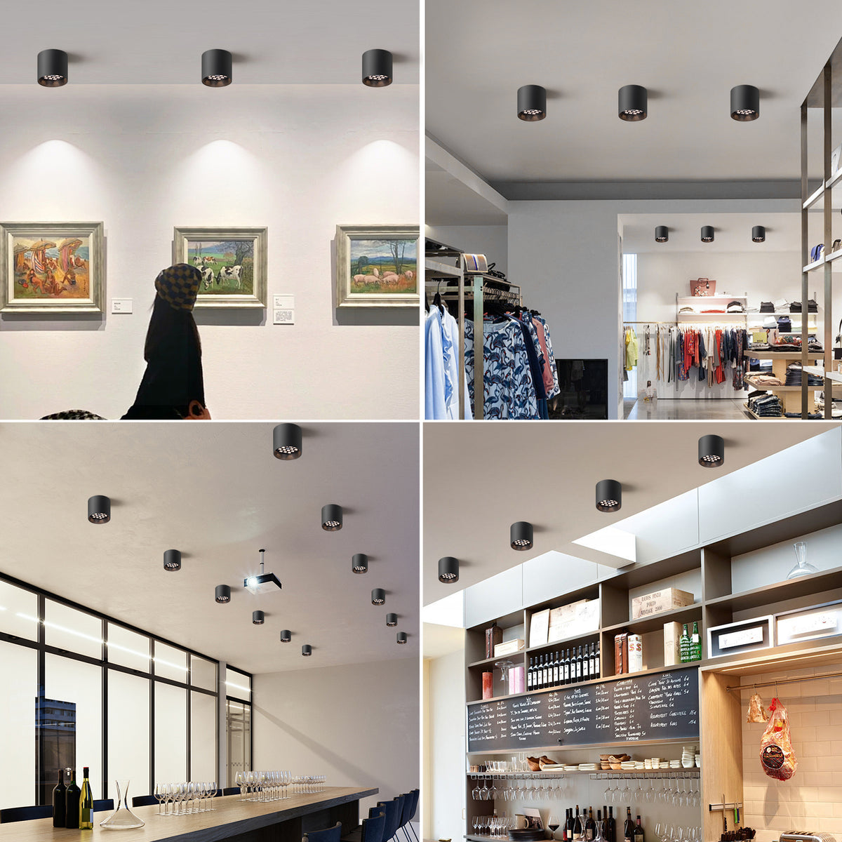 OKELI Surface-mount Cylinder Lights with Honeycomb Louver LED Downlights 3CCT Dimmable 3Pack