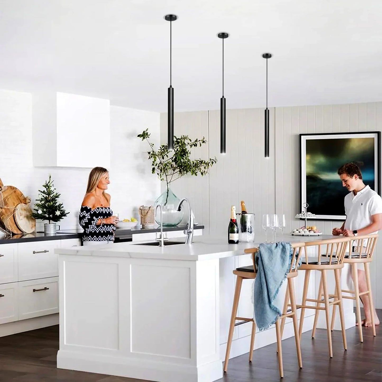 OKELI Black Pendant Light 3-Color Fixture for Kitchen Island Bar 3-Pack - okeli lights