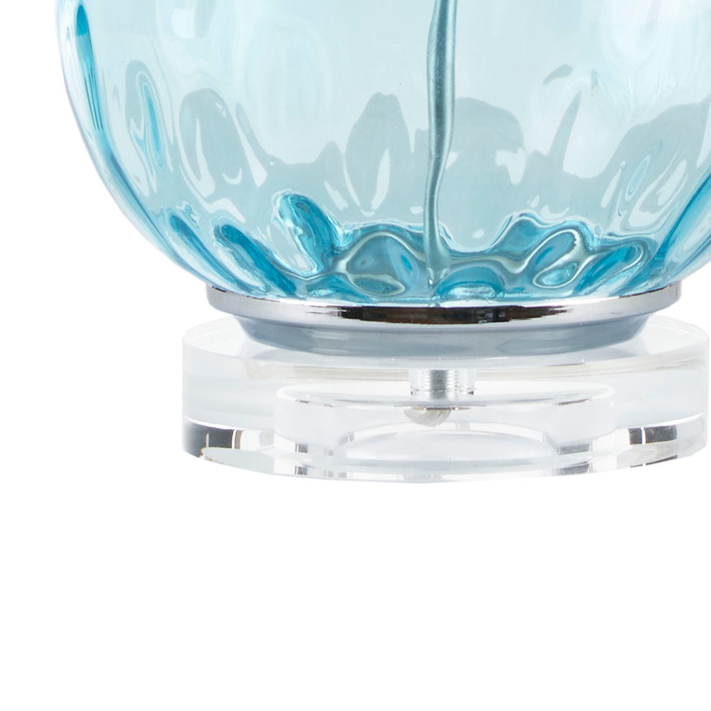 Ombre Glass Table Lamp with White Drum Shade Blue Green & Dark Blue Modern Accent Lamp