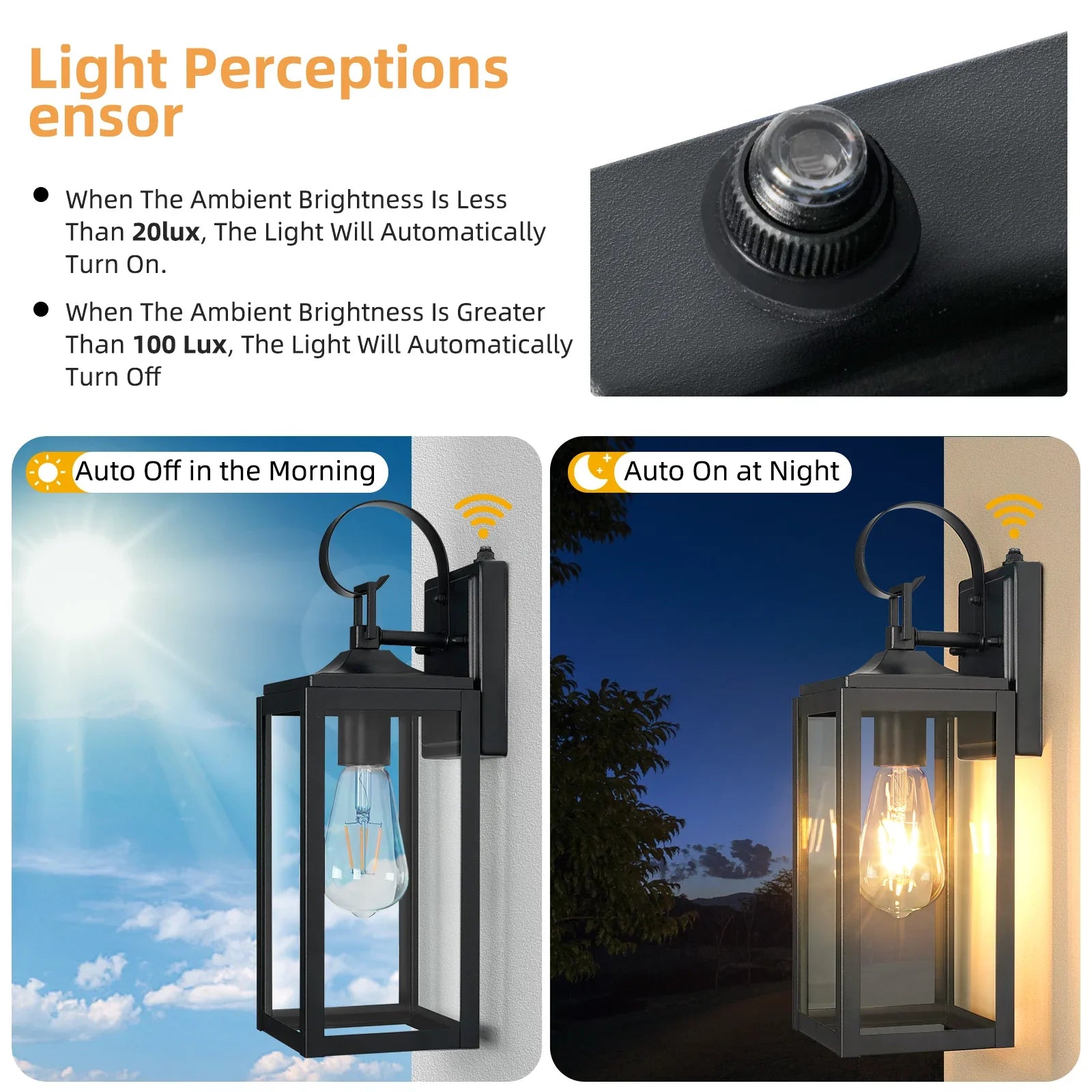 Outdoor Lighting Fixtures Dusk to Dawn Wall Sconce Front Porch Exterior Light - okeli lights