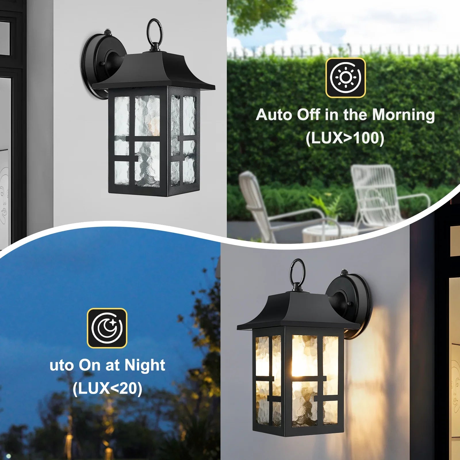 Outdoor Wall Lights Dusk to Dawn Waterproof Anti-rust Lantern Front Porch Sconce Lighting - okeli lights