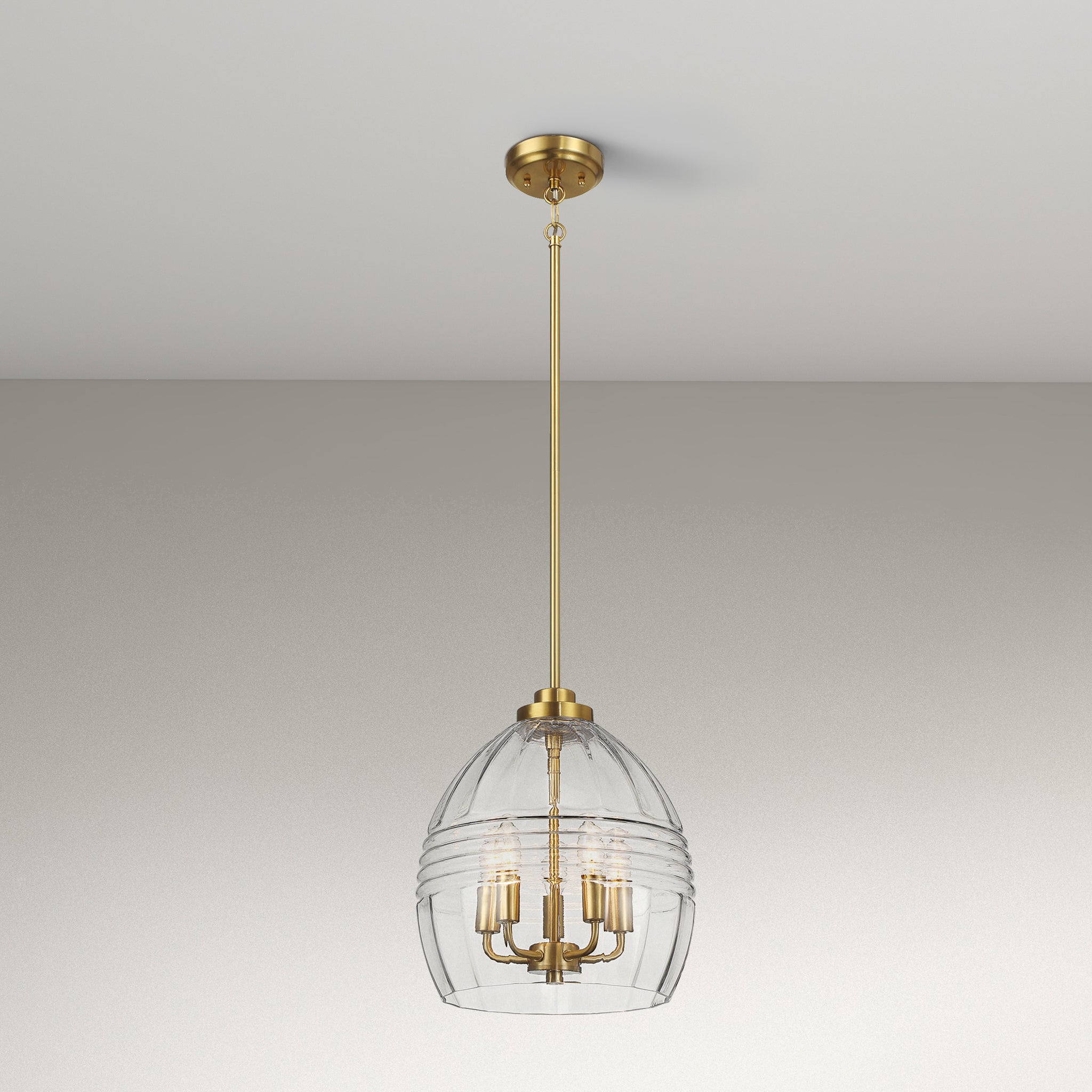 Pendant Chain Hanging Light with Clear Glass Satin Brass - okeli lights