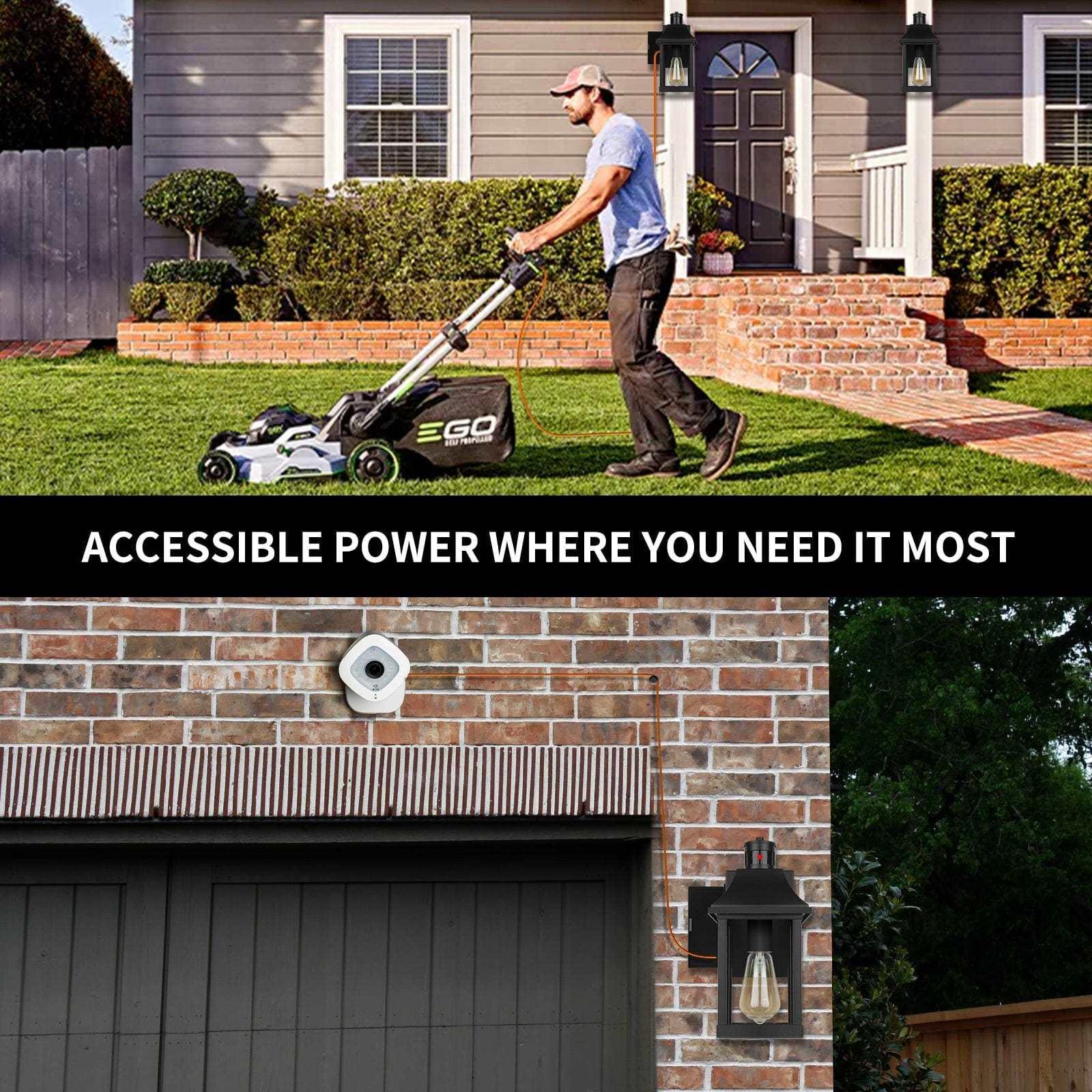 OKELI Porch Light with GFCI Outlet, Dusk to Dawn Motion Sensor Outdoor Wall Lights - okeli lights