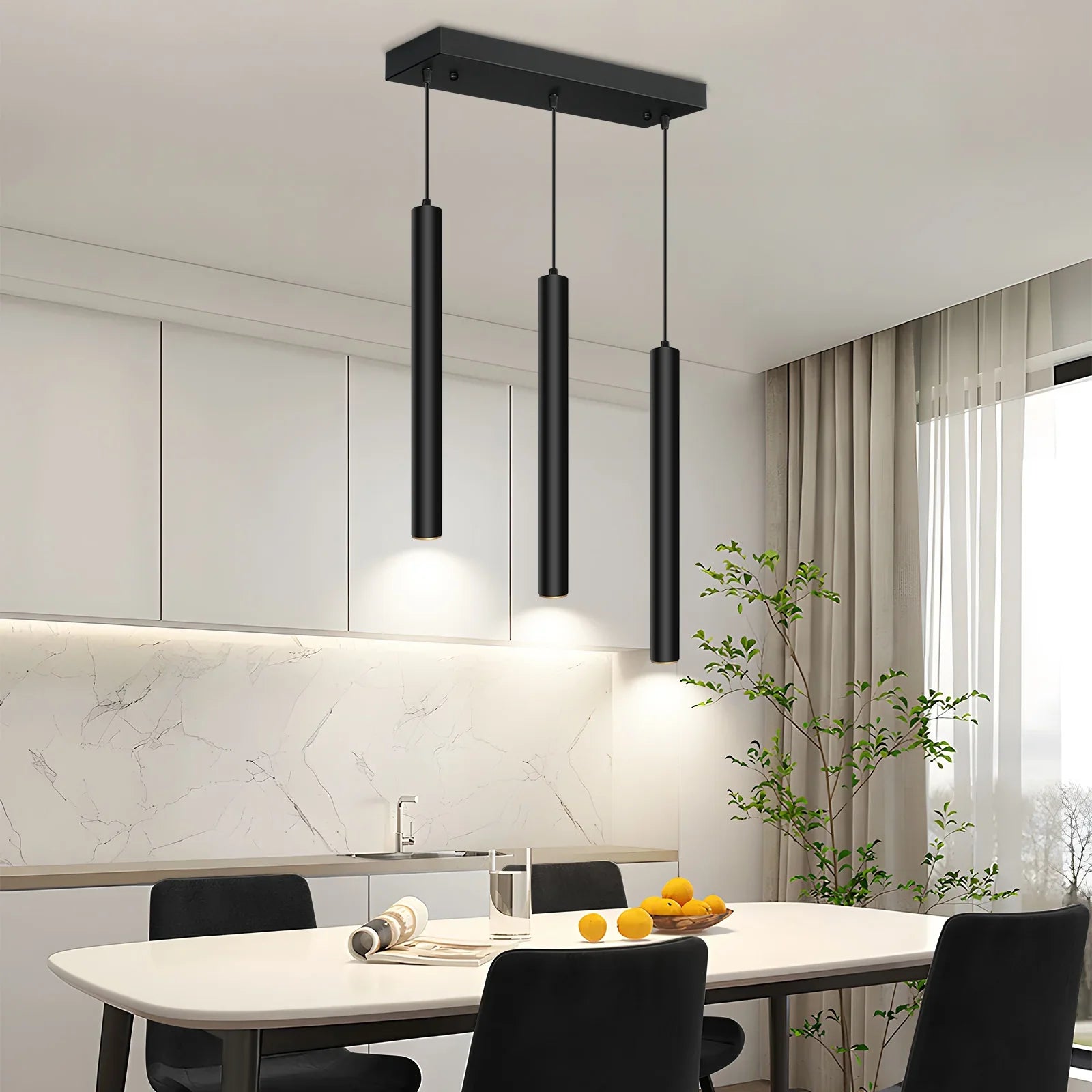 Smart Dimmable LED Modern Square Pendant Light with TUYA App & Voice Control 3-Light - okeli lights