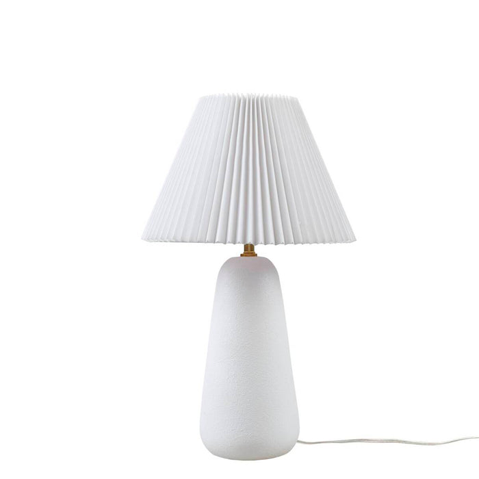 Textured Ceramic Table Lamp with Fluted Fabric Shade White