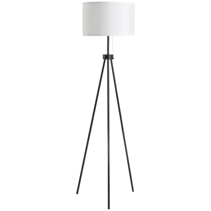 Tripod Floor Lamp with Pull Chain Standing Fabric Lampshade E26 Lamp Holder Steel