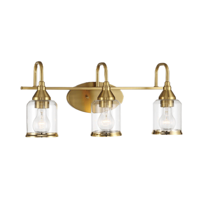 Twilight Brushed Gold Contemporary Vanity Light with Clear Glass Dining Room Lighting Fixtures