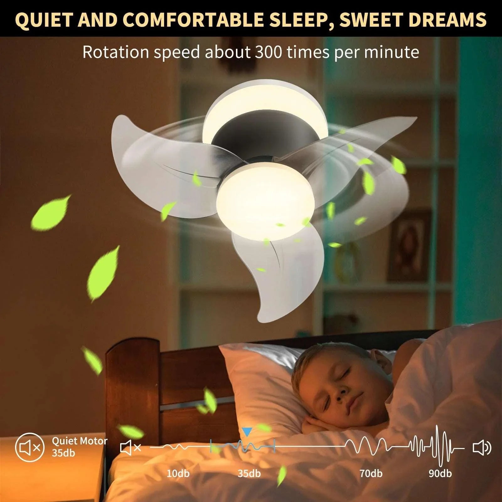 OKELI Modern Small Ceiling Fan with Light and Remote Black APP Control - okeli lights